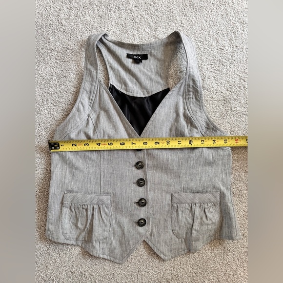 Vintage Red Puff Short Sleeve Button Down Shirt & Grey V-neck Button Down Vest - Picture 15 of 16